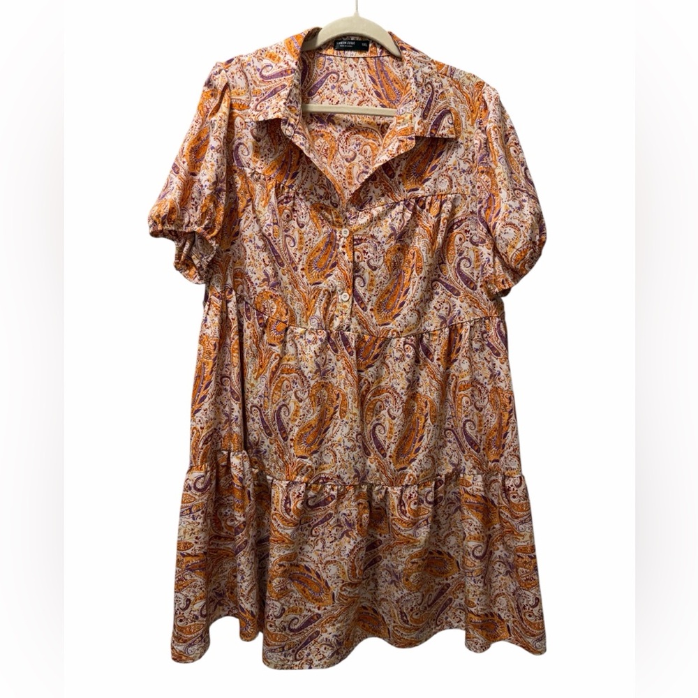 SHEIN Boho Paisley Babydoll Tiered Dress